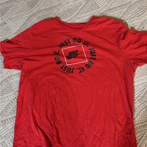 Nike Red Short Sleeve Tee with Graphic Design